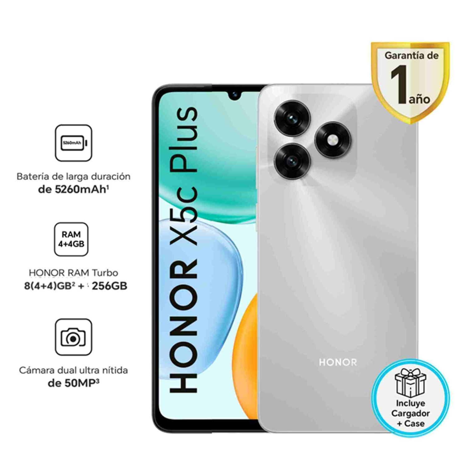 Celular Honor X5C Plus 4 + 256GB Meteor Silver