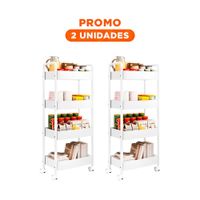 Pack2 Mueble Auxiliar Blanco de Metal con 4 Niveles Moviles para Hogar