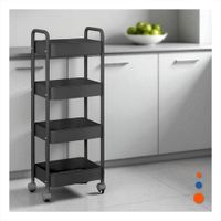 Estructura Organizadora de Metal Negro con Cuatro Niveles y Ruedas para Casa Y Post It