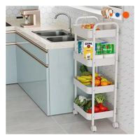 Plataforma Blanca de Metal con 4 Niveles y Ruedas para Cocina Y Regalo Sticker