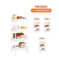 Pack4 Modulo Auxiliar Blanco de Metal con 4 Niveles Moviles para Cocina Y Regalo Sticker
