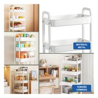 Unidad Blanca de Metal con 4 Niveles y Ruedas para Cocina