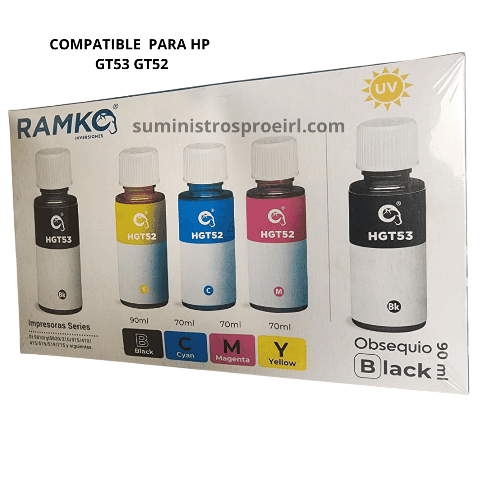 Tinta Compatible Pack de 5  para HP GT53 GT52