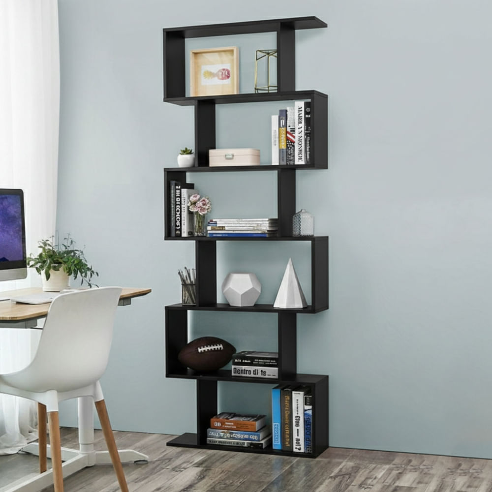 Librero Estante Jonaykel 6 Repisas Negro | Masiva Home