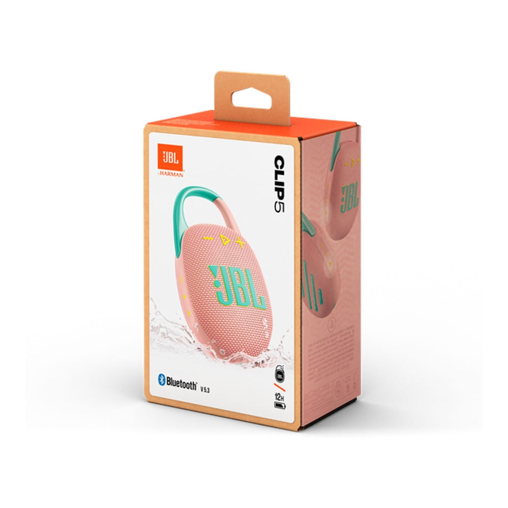 JBL CLIP 5 Parlante Rosado Portatil Acuatico IP67 Extra Bass