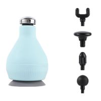 Pistola de Masajes con Calor para Dolor Muscular y Contracturas 4 Cabezales Recargable USB Celeste