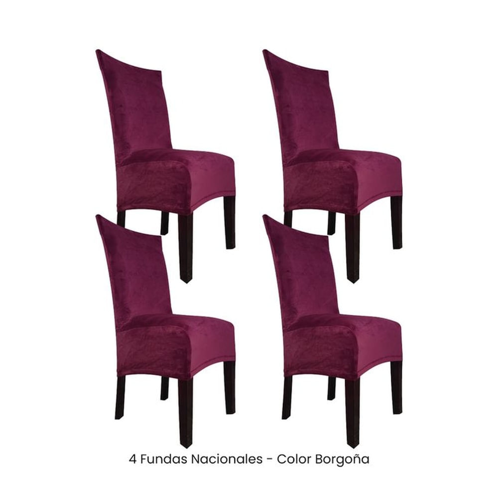 4 Fundas Nacionales de Terciopelo para Silla Recta - Borgoña