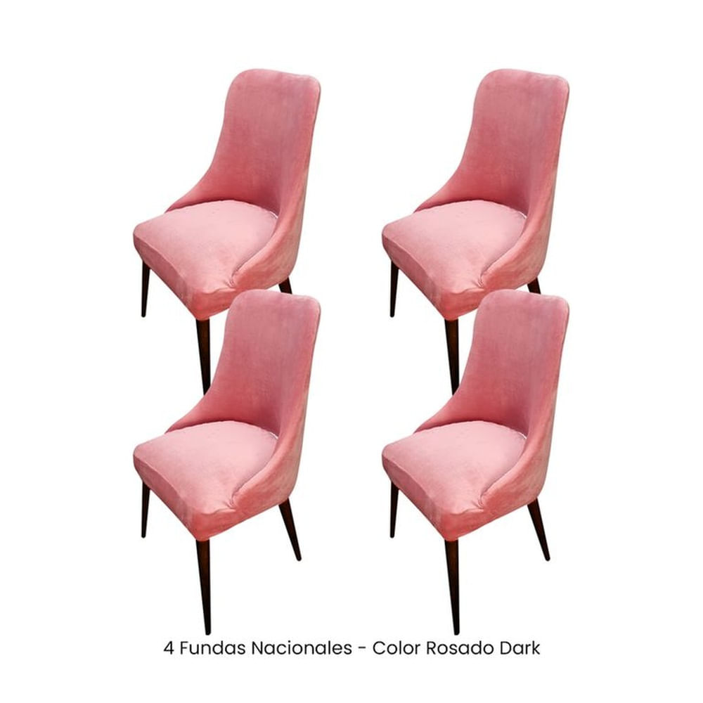 4 Fundas Nacionales de Terciopelo para Silla Brazo - Rosado Dark