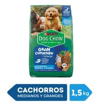 Alimento para Perro DOG CHOW Cachorro Medianos y Grandes Carne, Pollo, Verduras y Leche Bolsa 1.5Kg
