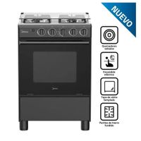 Cocina a Gas Midea 4 quemadores Negra MGS24FS2LFABBC