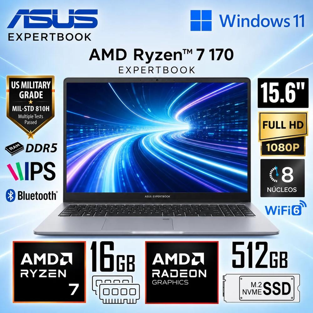 Laptop Asus ExpertBook PM1503CDA-S70276 AMD Ryzen 7 170 16GB RAM 512GB  15.6 FHD    PM1503CDA-S70276