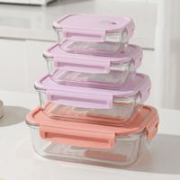 Recipientes Taper Herméticos de Vidrio 4Pzs para Cocina Rosa