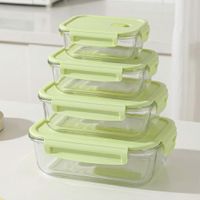 Recipientes Taper Herméticos de Vidrio 4Pzs para Cocina Verde