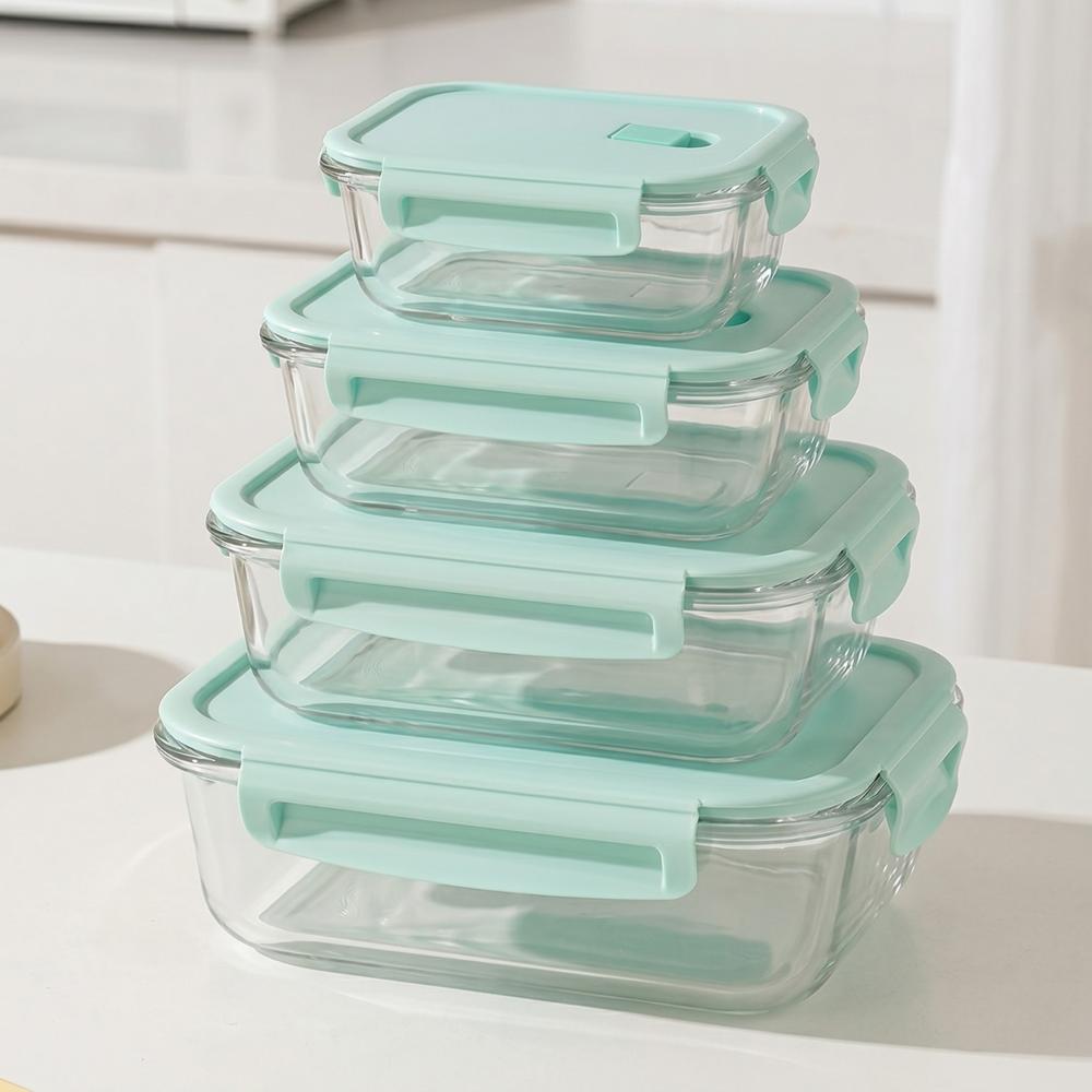 Recipientes Taper Herméticos de Vidrio 4Pzs para Cocina Jade