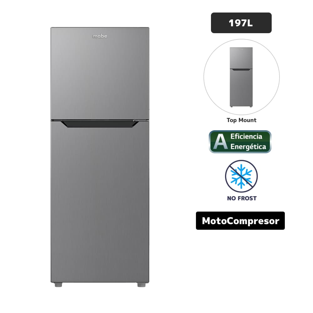 Refrigeradora MABE 197L No Frost RMN220PVPRX0 Inox