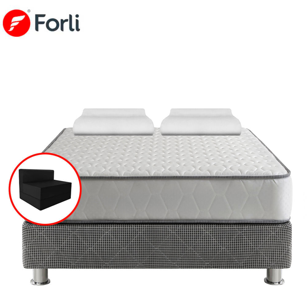 Cama Box Tarima FORLI Elegant 2 Plazas + Sofá Cama + 2 Almohadas