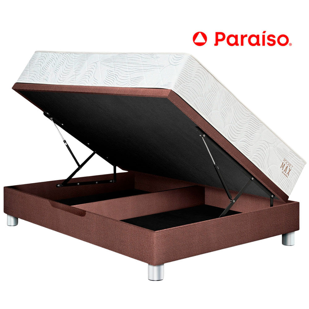 Cama Boxet PARAISO Pocket Max 1.5 Plazas Choco