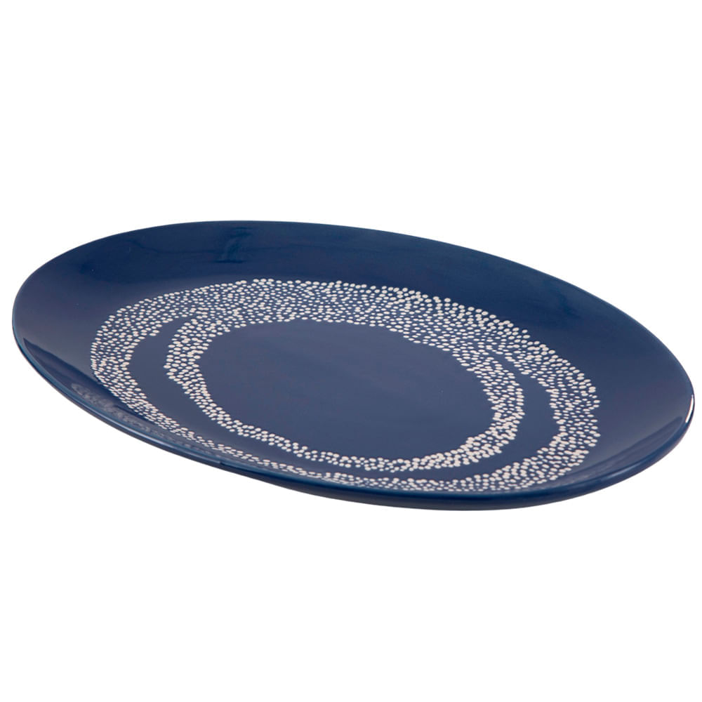 Plato DECO HOME Oval  Azul 30cm Santorin