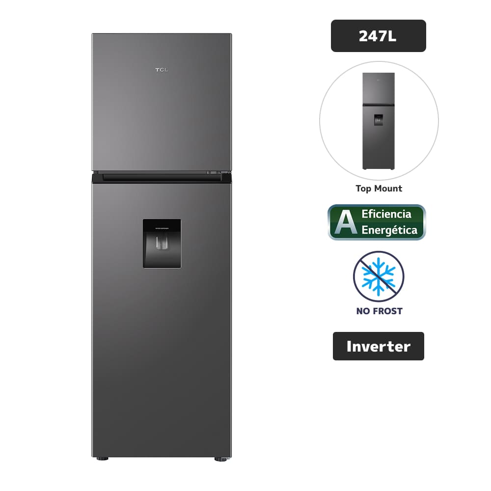 Refrigeradora TCL 247L No Frost  P249TMC Ash Grey