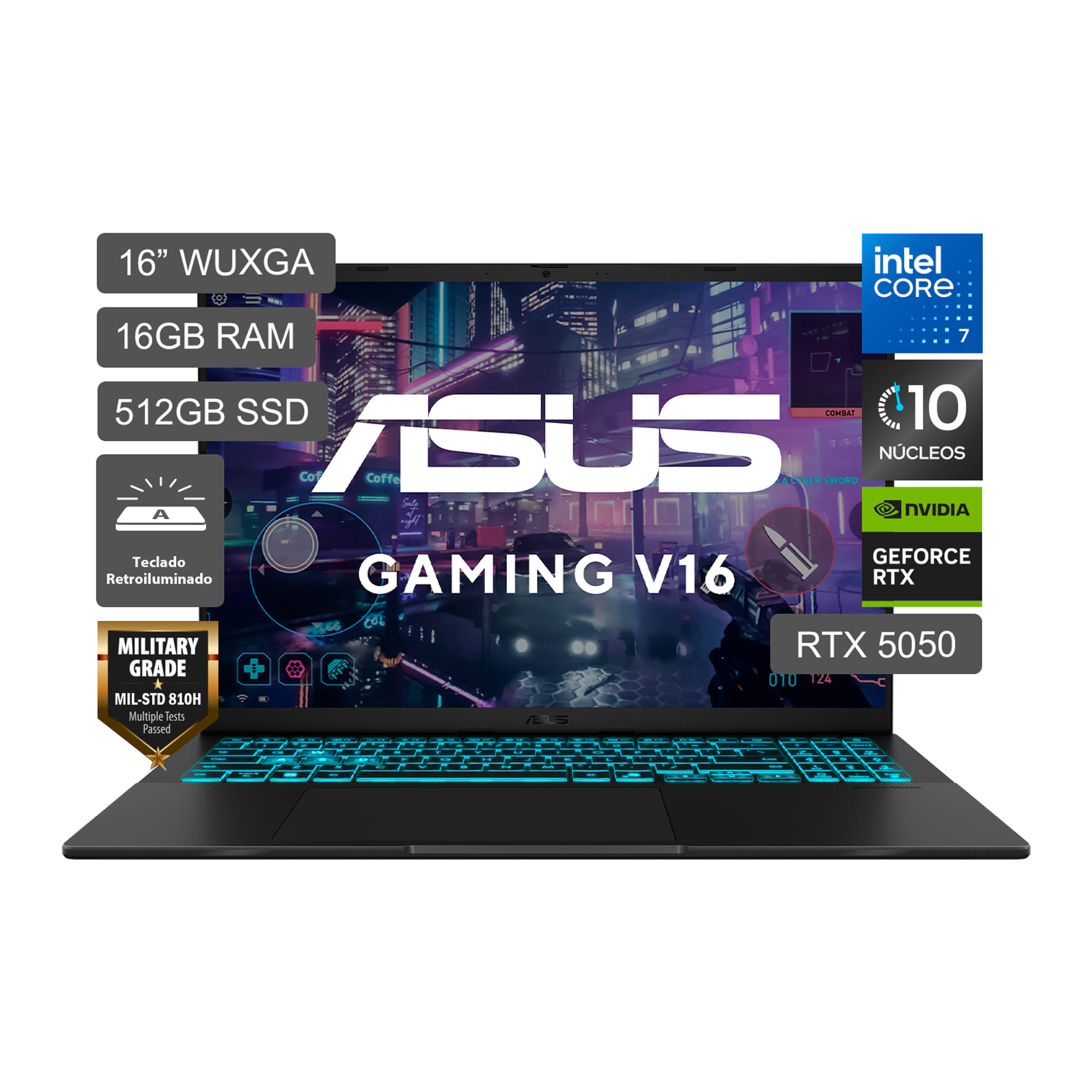 Laptop ASUS Gaming V16 16"" Intel Core 7 (serie 200) 16GB 512GB SSD RTX5050 V3607VH-TK132W