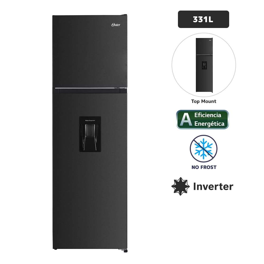 Refrigeradora OSTER 331L No Frost OS-PNF21302BDI Black Inox