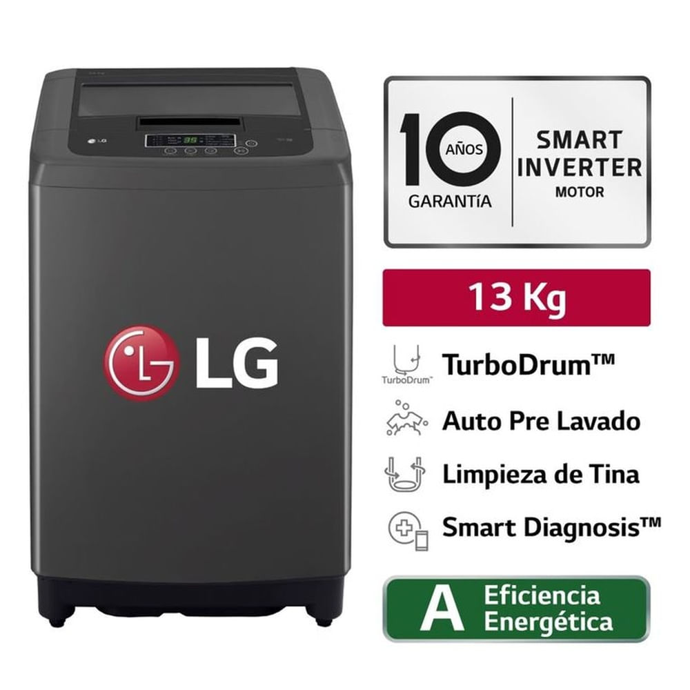 Lavadora LG WT13BVTB 13kg Smart Motion Carga Superior Negro Claro