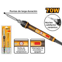 SOLDADOR CAUTIL DE ESTAÑO CON CONTROL DE TEMPERATURA INGCO 70W SI01606