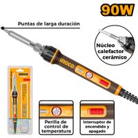 SOLDADOR CAUTIL DE ESTAÑO CON CONTROL DE TEMPERATURA INGCO 90W SI01608