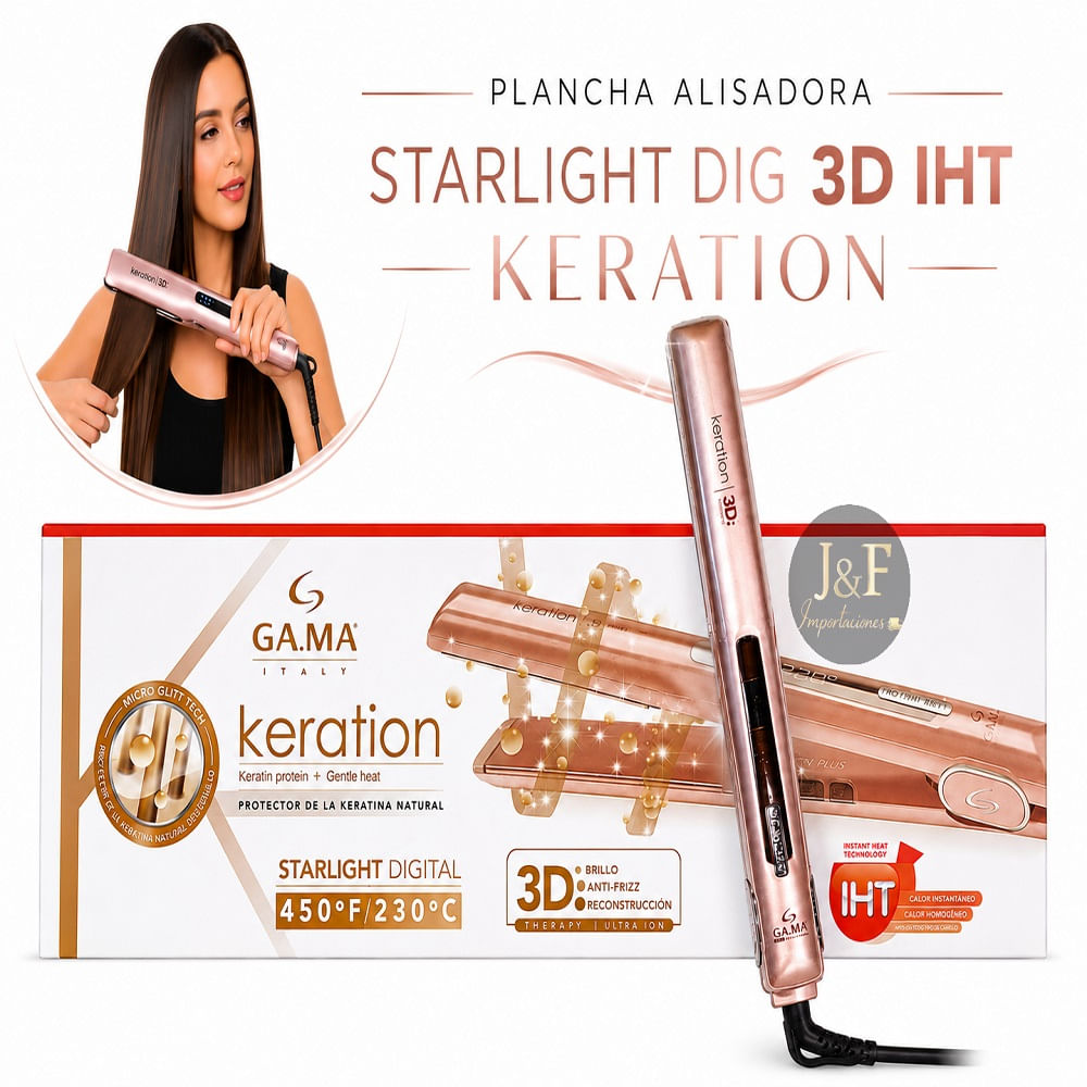 PLANCHA ALISADORA GAMA STARLIGHT DIGITAL IHT KERATION  230 grados  BECHS0000001444