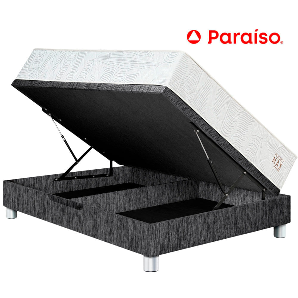 Cama Boxet PARAISO Pocket Max 1.5 Plazas Charcoal