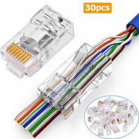 Conector RJ45 CAT6 Pass Through - Pack 30 Unidades