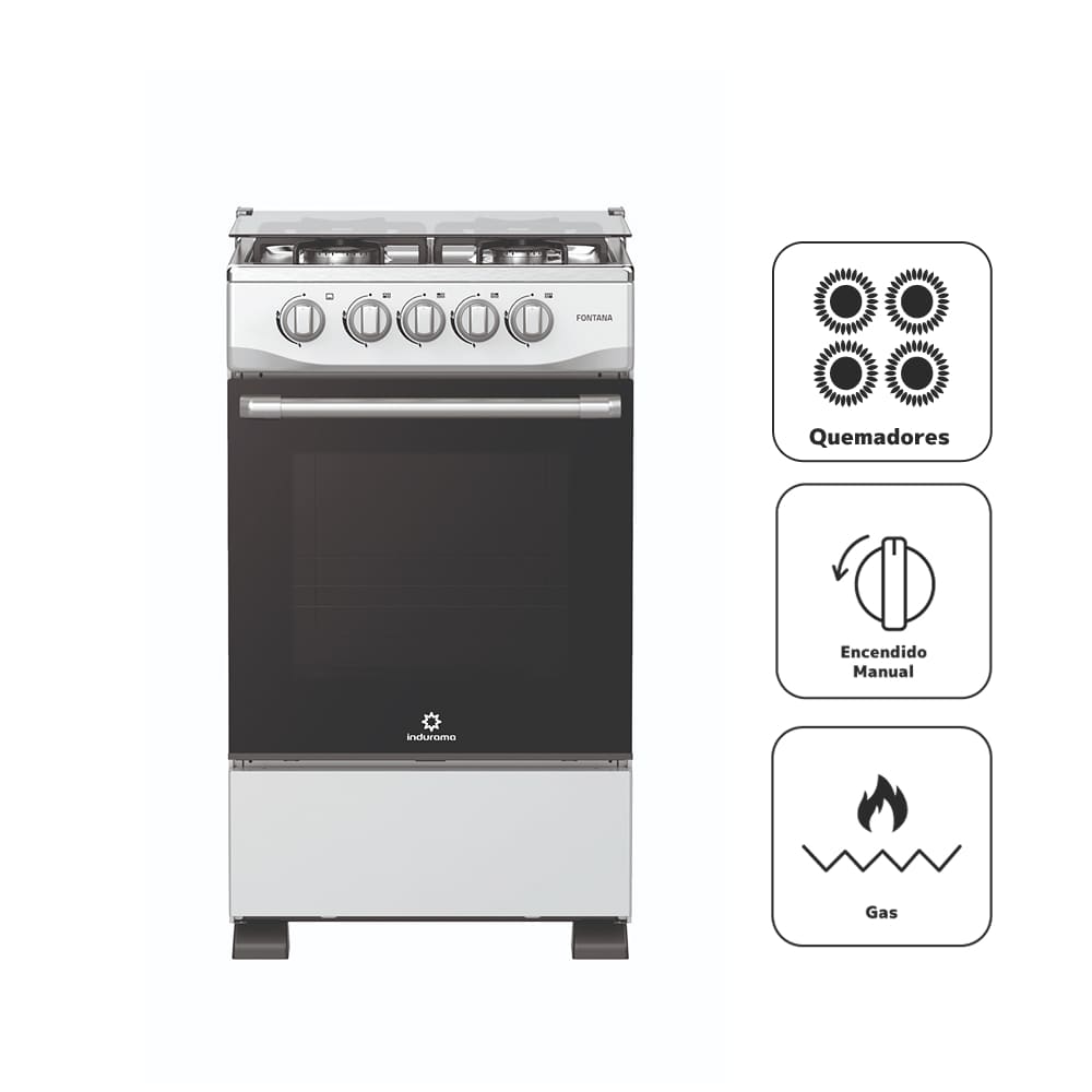 Cocina de Pie a Gas INDURAMA 4 Quemadores Fontana Gris