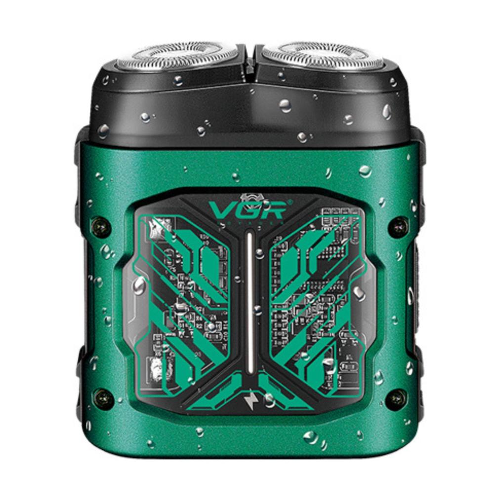 Afeitadora Eléctrica Rotativa VGR V-344 Recargable USB-C IPX6 Para Barba Y Rostro Verde