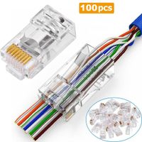Conector RJ45 CAT6 Pass Through - Pack 100 Unidades