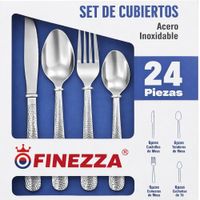 SET DE CUBIERTOS FINEZZA 24 PIEZAS ACERO INOXIDABLE ALTA CALIDAD TEXTURA LABRADA