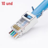 Conector Rj45 CAT7 Pass Through STP Apantallado Blindado - 10 Unidades