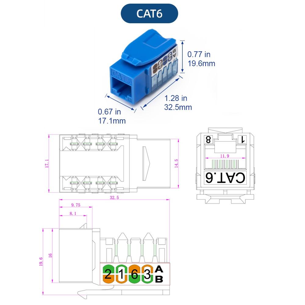 Jack Keystone RJ45 CAT6 Conector Modular de 90 | Promart.pe - Promart