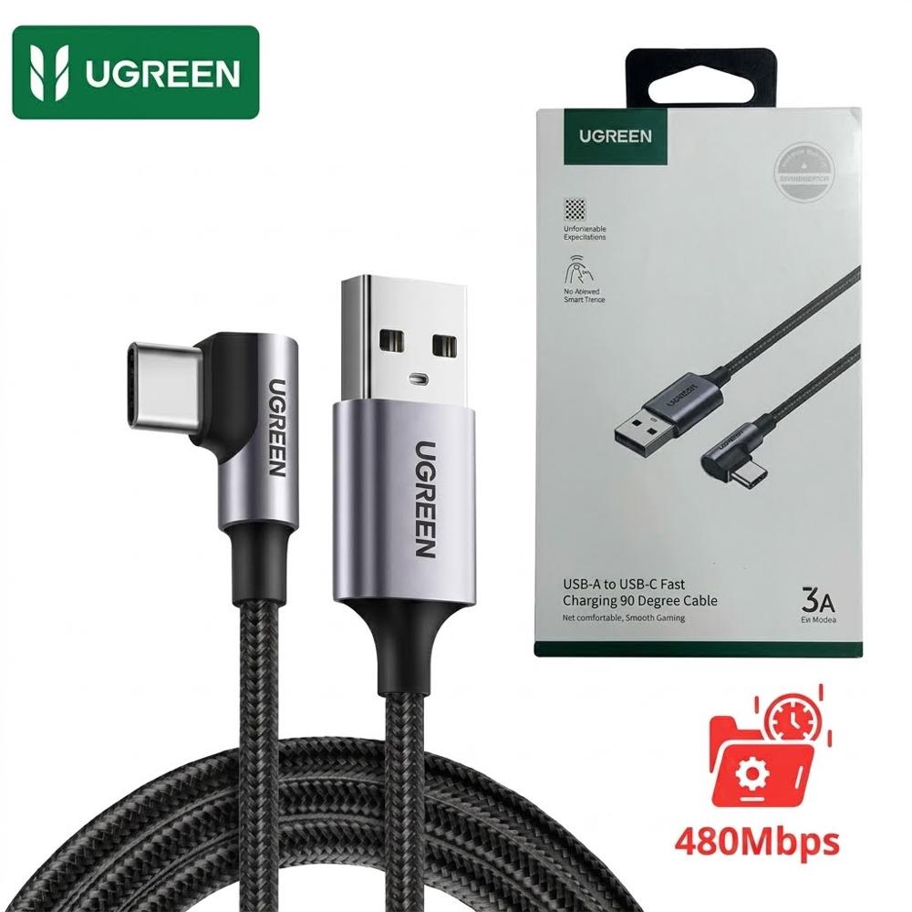 Cable Carga Rápida 90 USB-A Tipo C Ángulo Recto USB A a USB C 1metro