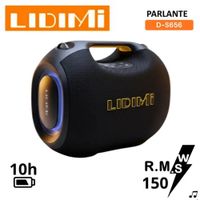 PARLANTE PORTÁTIL LIDIMI 150W D-S656 BLUETOOTH USB TF AUX TWS RGB LATERAL NEGRO