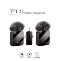 MICRÓFONOS INALÁMBRICOS SOLAPEROS RECARGABLES DUAL 3 EN 1 F11-2