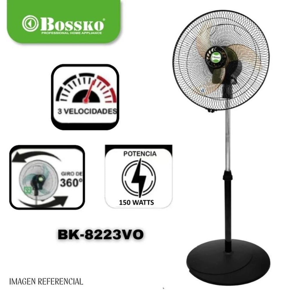 VENTILADOR BOSSKO BK-8223VO 250 W ORBITAL 16 2 EN 1 CON  ASPAS ACRÍLICAS  NARANJA