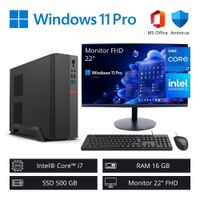 Computadora PC Intel Core i7 3,90 GHz 16GB RAM 500GB SSD + Monitor 22"" FHD