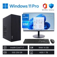 Computadora PC Intel Core i7 3.90 GHz 16GB RAM 256GB SSD 1TB HDD + Monitor 22'' FHD