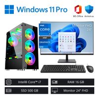 Computadora PC Gamer Intel Core i7 4,60 GHz 16GB RAM 500GB SSD + Monitor 24"" FHD