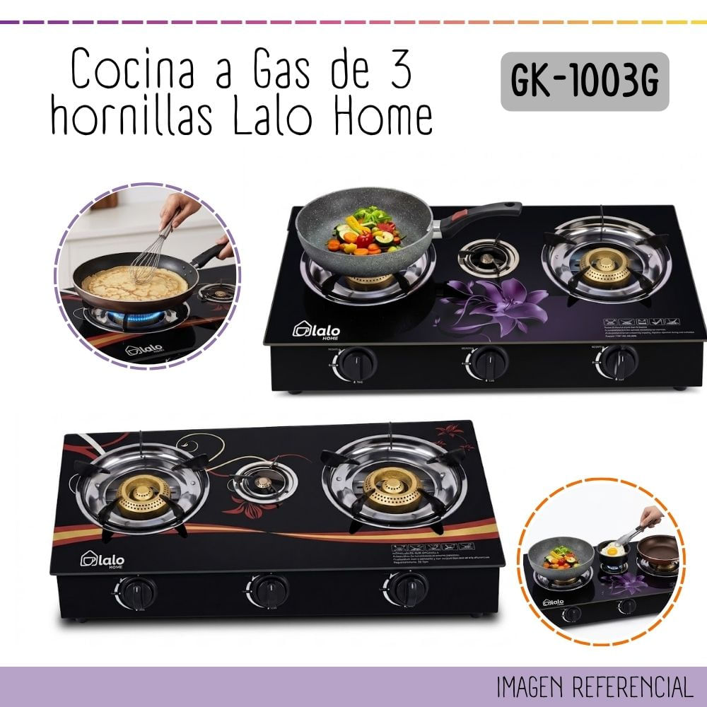 COCINA LALO HOME A GAS 3 HORNILLAS GK-1003GM