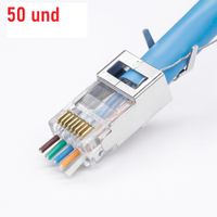 Conector RJ45 CAT7 Pass Through STP Apantallado Blindado - 50 Unidades