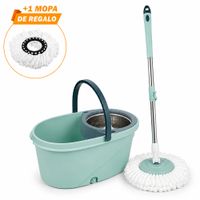 Trapeador Premium Escurridor Giratorio Automático con 2 Mopas Verde