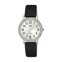 Reloj QyQ para Mujer Negro con Correa de Cuero Elegante Resistente al Agua Ideal Oficina y Regalo