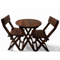 Juego Comedor Plegable Redondo Con Sillas En Marron