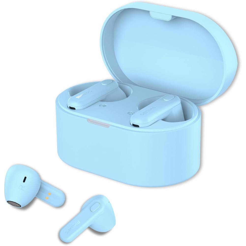 Audífonos Inalámbricos Philips TAT1138 Bluetooth 5.3 con Micrófono IA e IPX4 Celeste